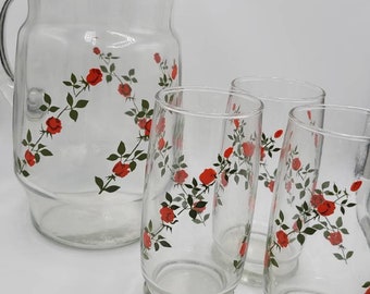 Elegant Water Pitcher Red Roses Pottery by Cheri Blum Elegant Water Pitcher Red Roses Pottery by Cheri Blum