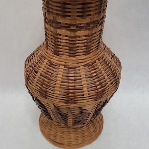 Vintage Wicker Basket Vase, Unique Boho Centerpiece Flower Holder Home Decor