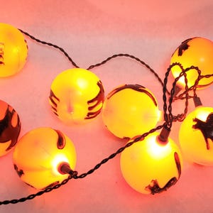 Vintage Halloween Blow Mold String Light Covers Black Cat Orange Moon Lot of 10 Tested Decoration Halloween Retro Fall Decor
