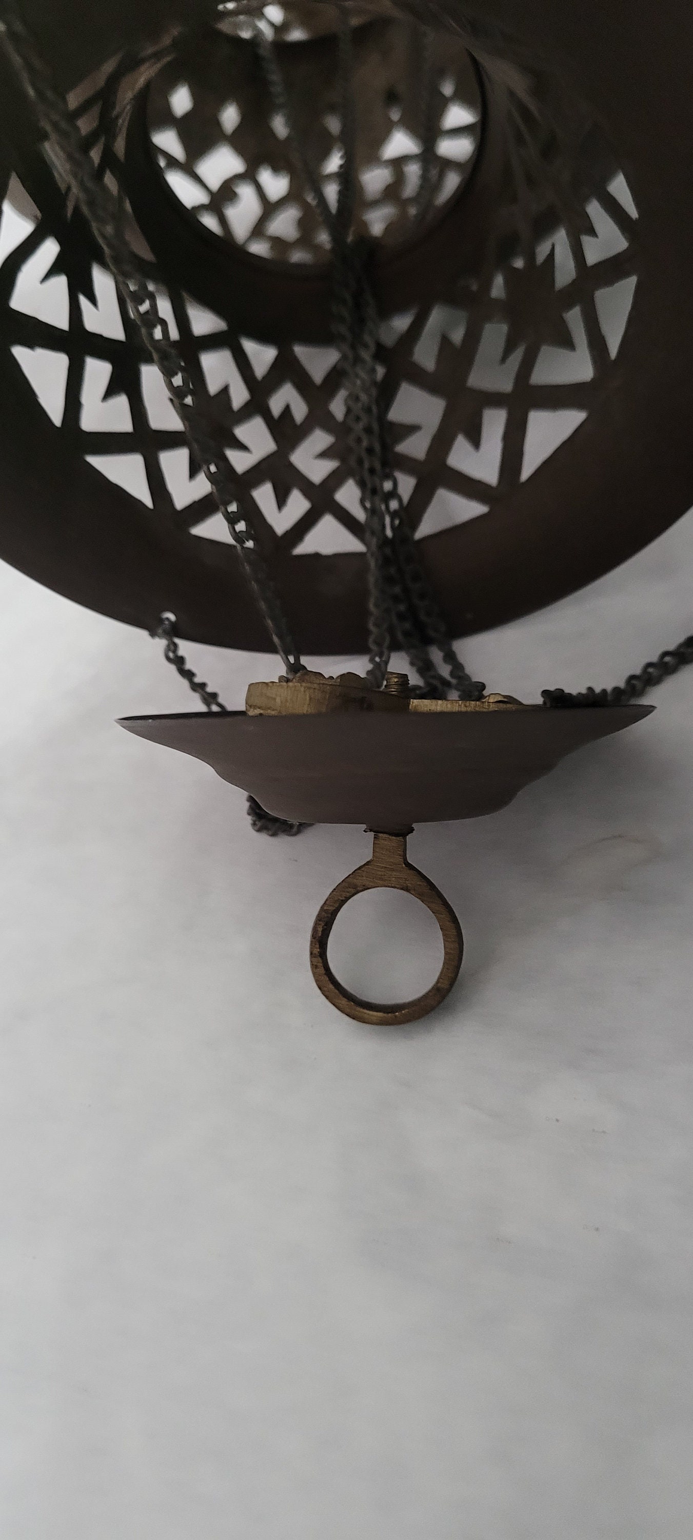 Antique Turkish Copper & Brass Pierced Light Hanging