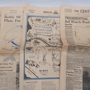 Vintage Rare lot of 1900&#39;s Antique Newspapers Civil War Program Bulletin Centennial Times Antique Americana Lincoln Plans Battles