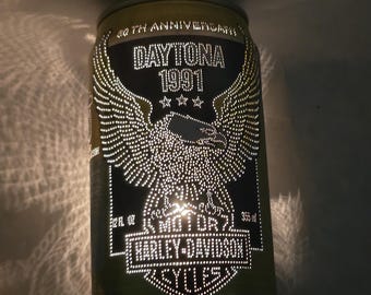 Vintage 1991 Harley Davidson Daytona Beer Can Light Handmade Night