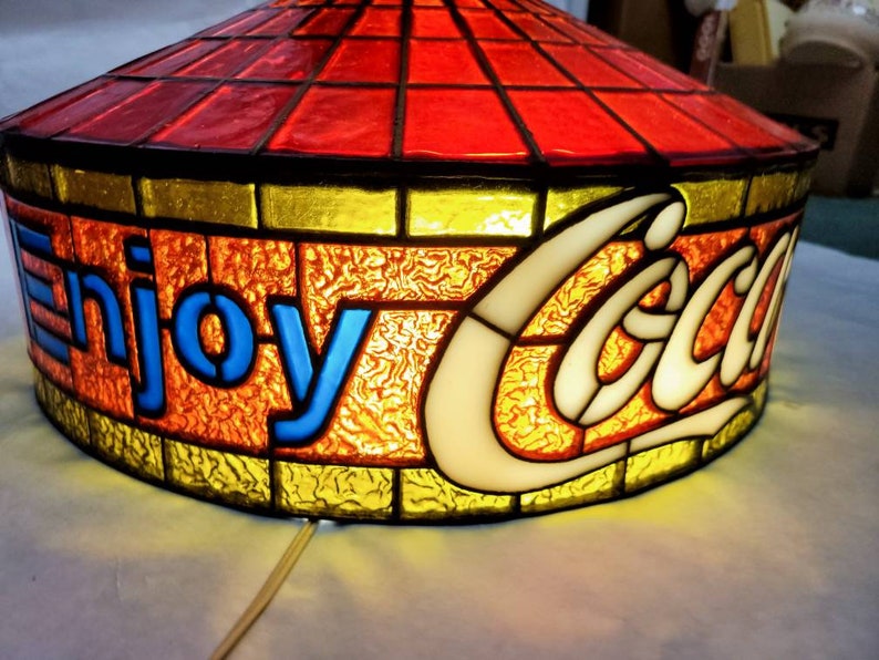tiffany style coca cola hanging lamp