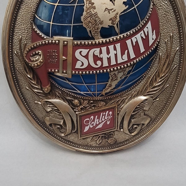 Vintage Schlitz Beer Plastic 3D Globe Wall Hanging Sign Barware Breweriana Collectible