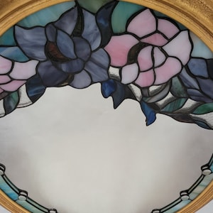 Vintage Stained Glass Flower Wall Hanging Mirror Home Decor