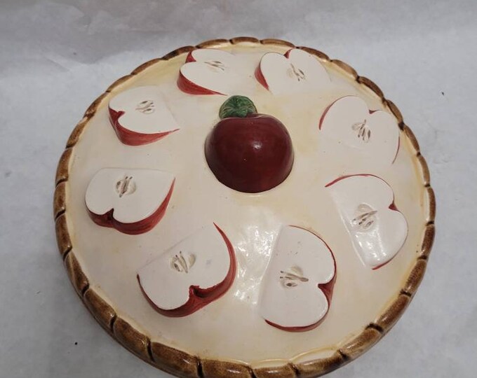 Vintage Over and Back Inc Portugal Apple Pie Covered Dish Plate W/ Lid