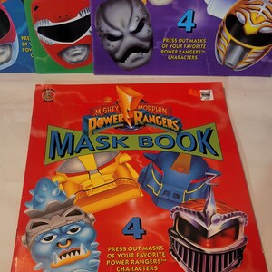 Vintage Mighty Morphin Power Rangers Mask Activity Coloring Book Set of ...
