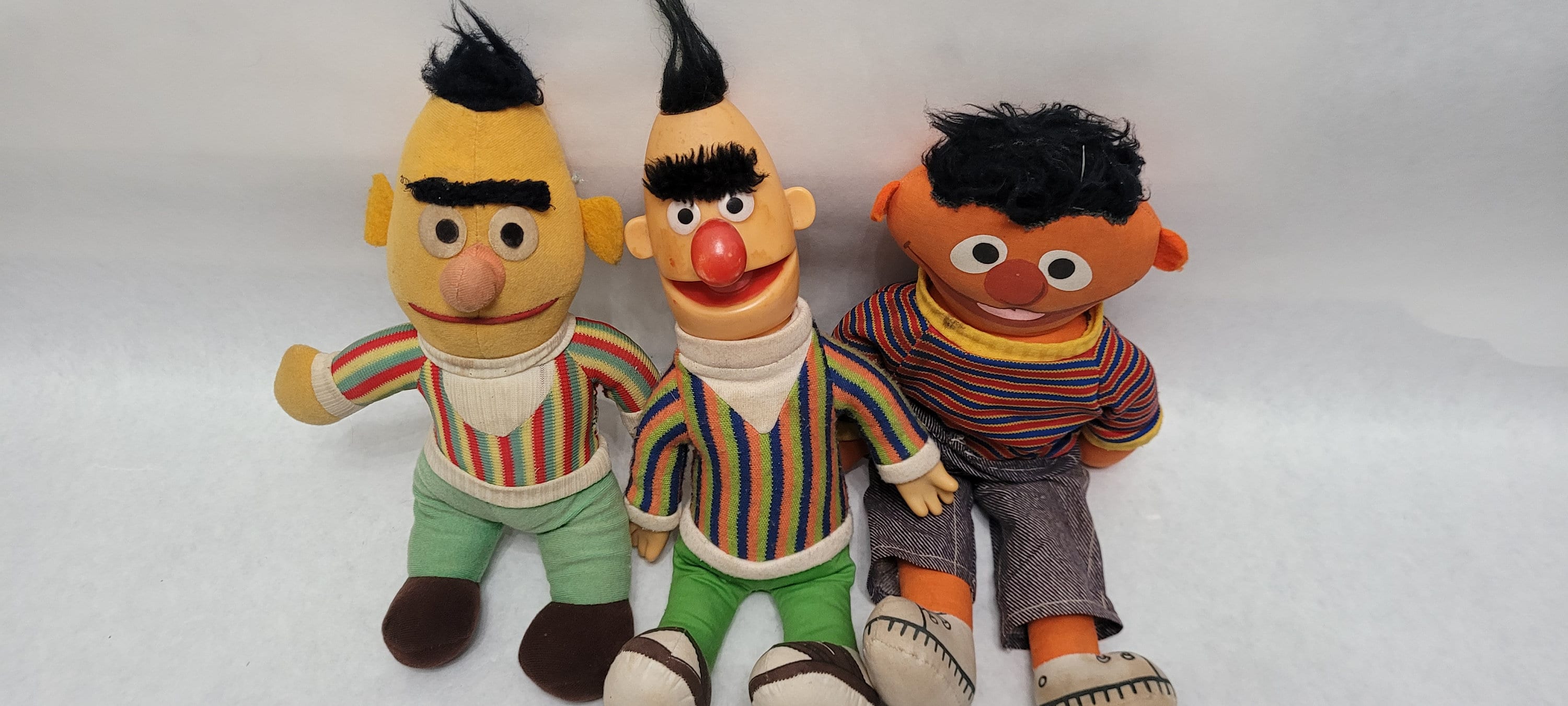 Vintage 1970s Sesame Street Bert and Ernie Dolls Pair Set of 3