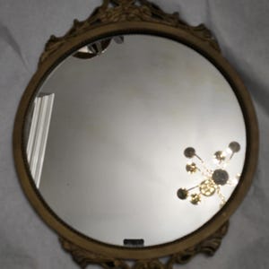 Vintage Gold Ornate Wood Hollywood Regency Wall Hanging Mirror Home Decor Heavy