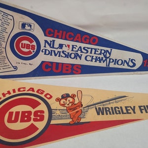 Vintage Wincraft Chicago Cubs Cubbie Bear 84 Divisonal Champs Pennant 30 x 12 MLB Baseball 1980s 90s Throwback Retro Sports Memorabilia
