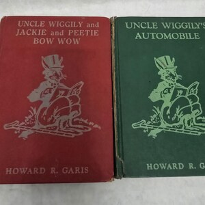 Vintage Uncle Wiggily&#39;s Automobile and Uncle Wiggily and Jackie and Peetie and Bow Wow Pair of 2 Hardback 30s 50s