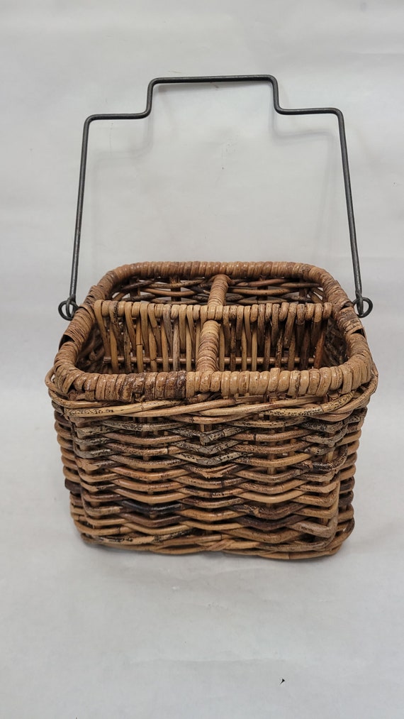 Vintage Boho Wicker Rattan Woven Picnic Basket For
