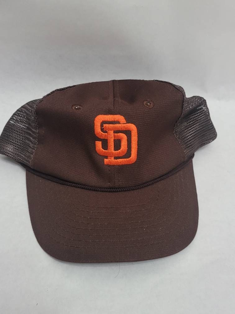 Vintage 1980s San Diego Padres Mesh Trucker Brown Hat Retro 