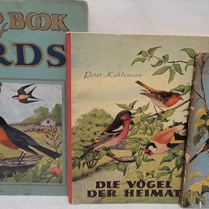 Vintage Lot of 3 Different Bird Books Stamp and Birds Bird for Children German Old Reference Book