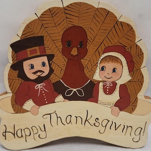 Vintage Wood Carved Thanksgiving Pilgrim Couple Wall art Thanksgiving Decoration