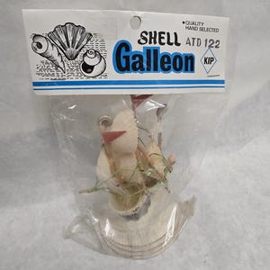 Vintage Handmade Sea Shell Sailboat Decoration Folk Art Nautical Decor Still Sealed Original Package