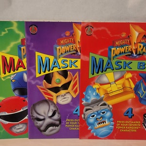 Vintage Mighty Morphin Power Rangers Mask Activity Coloring Book Set of ...