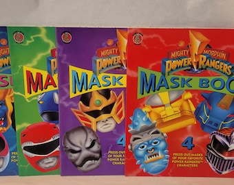 Vintage Mighty Morphin Power Rangers Mask Activity Coloring Book Set of 4 NOS 1994