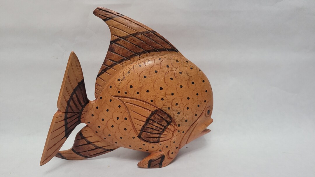 Vintage Hand Carved Wooden Fish Home Decor Hand Made Trout Cabin ...