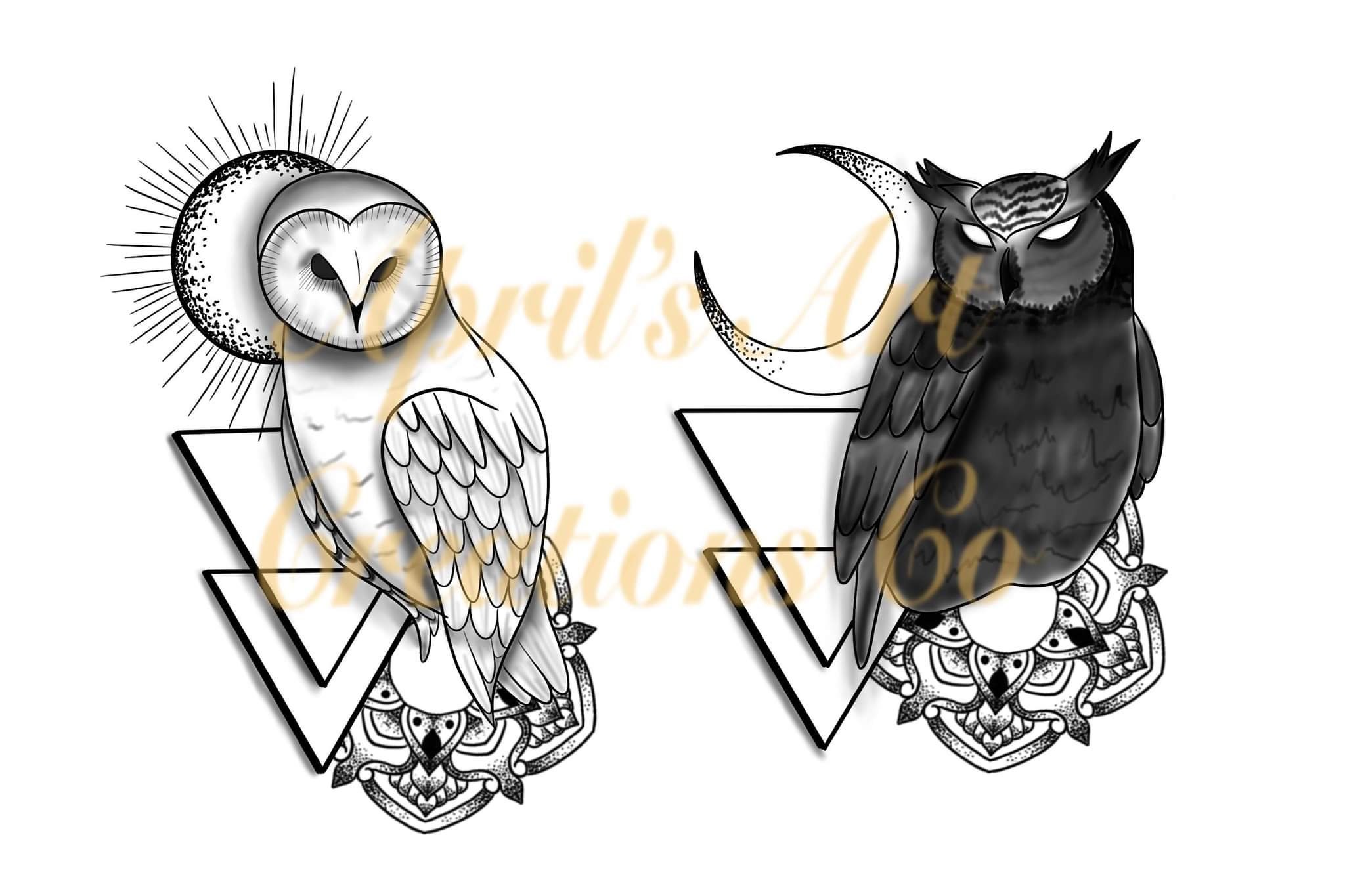 Matching Good and Evil Owl Tattoo - Etsy Matching Good and Evil Owl Tattoo - Etsy