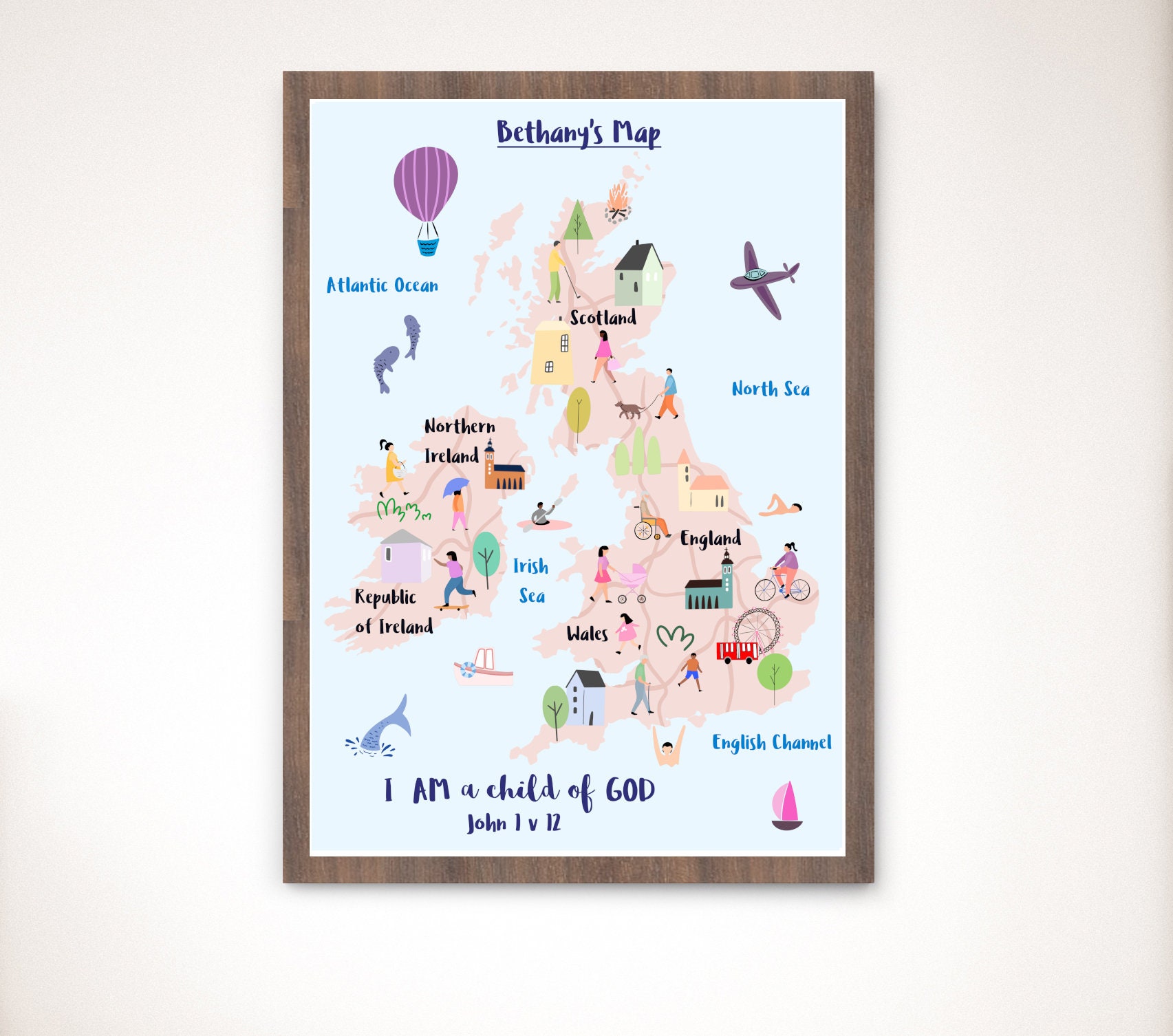 UK Map for Nursery Custom UK Map Nursery Wall Map Etsy UK