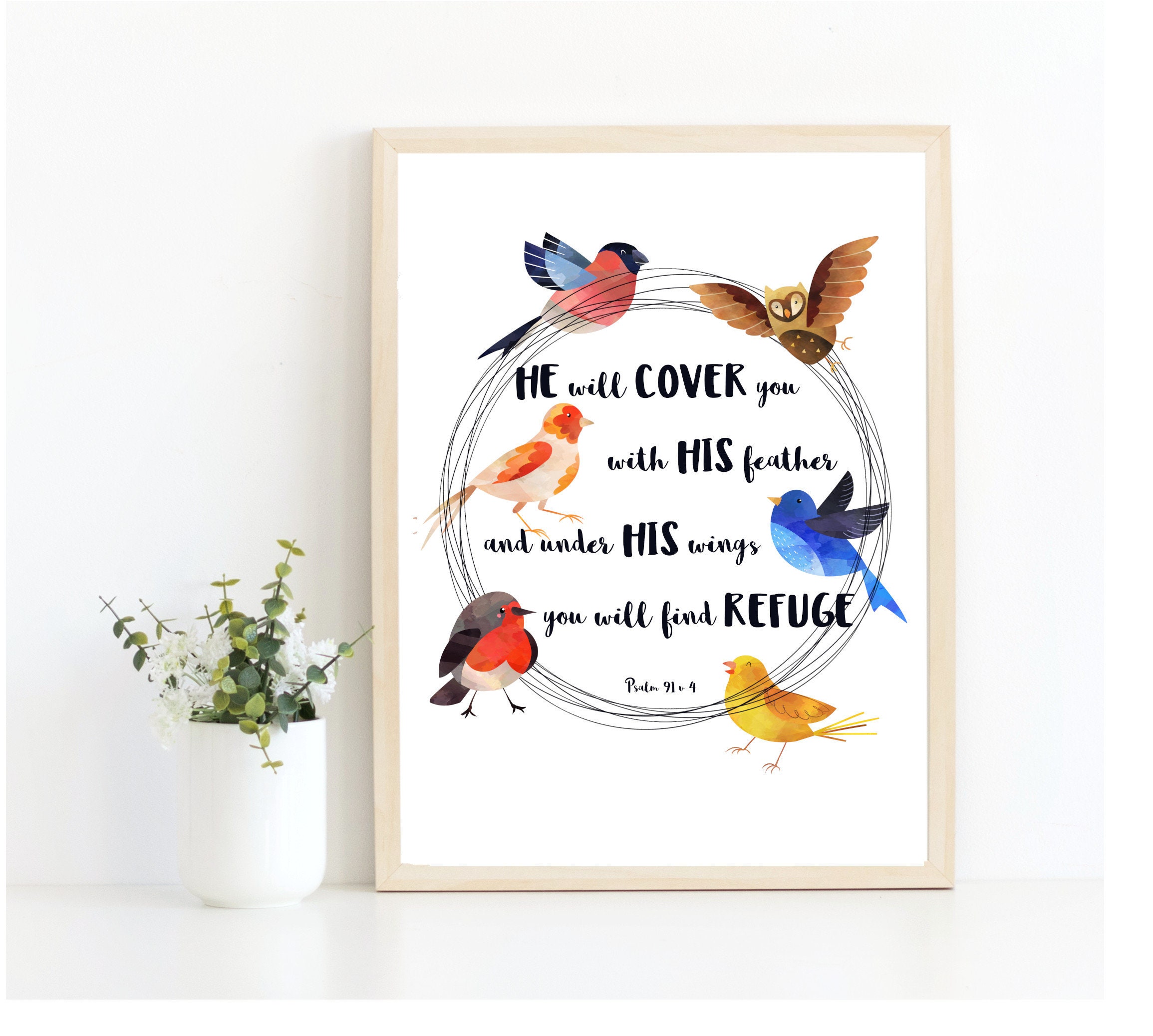 Set of 3 Birds Bible Verse Print Bible Verse Wall Art Christian Print