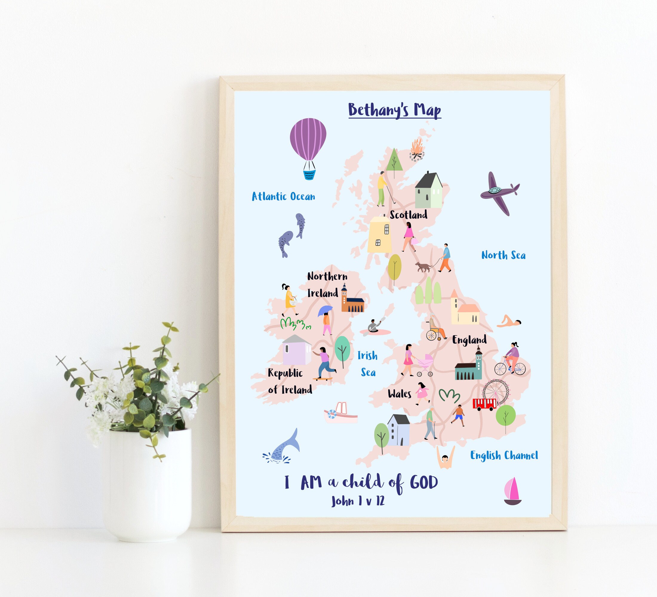 UK Map for Nursery Custom UK Map Nursery Wall Map Etsy UK
