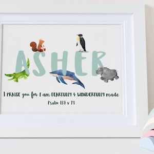 Personalisierte Bibel Vers Name Print, Christian Kinderzimmer Name Art, Christian Baby Kinderzimmer Dekor, benutzerdefinierte Name Kunst, christliche Namensschild