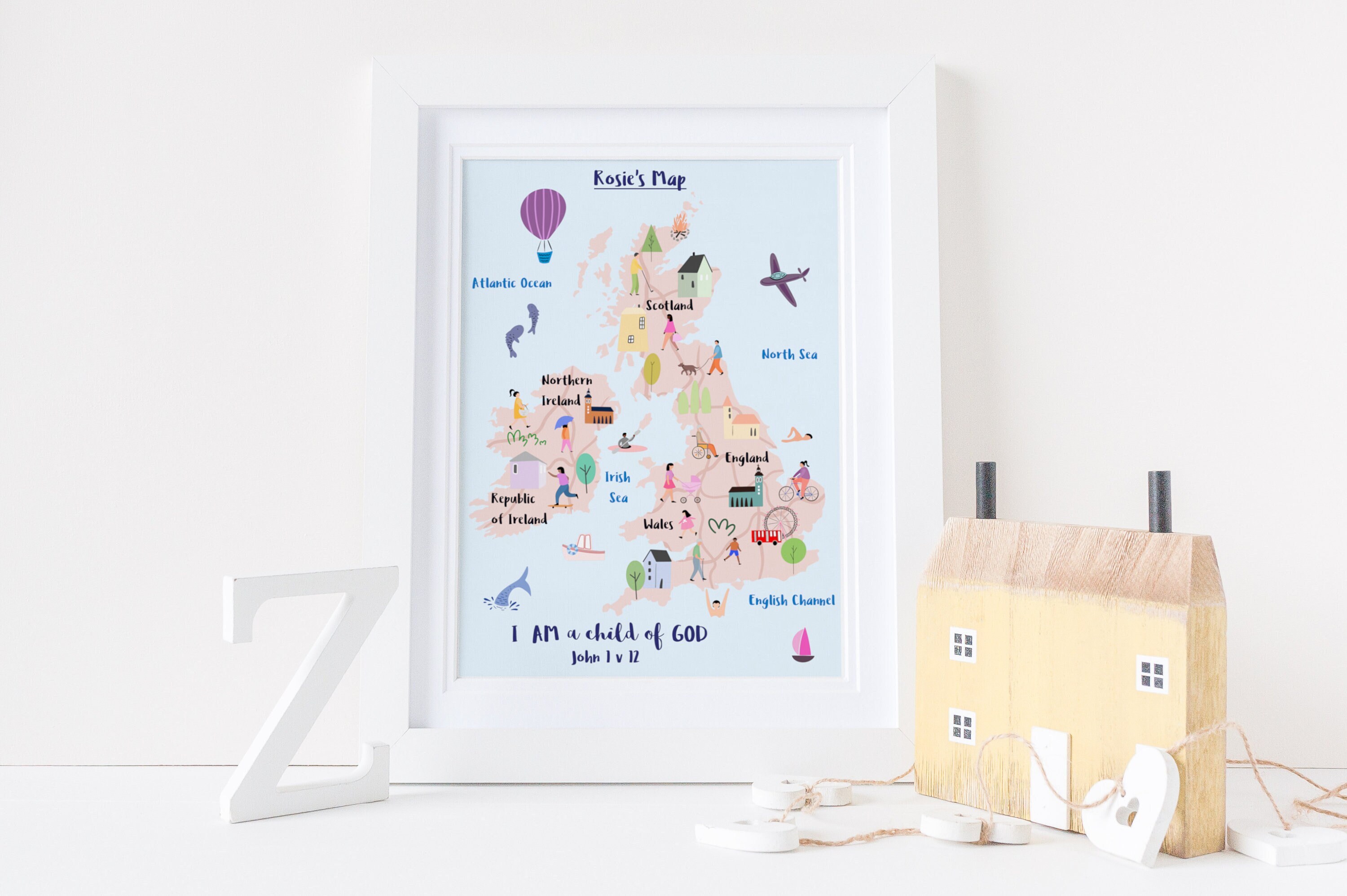 UK Map for Nursery Custom UK Map Nursery Wall Map Etsy UK