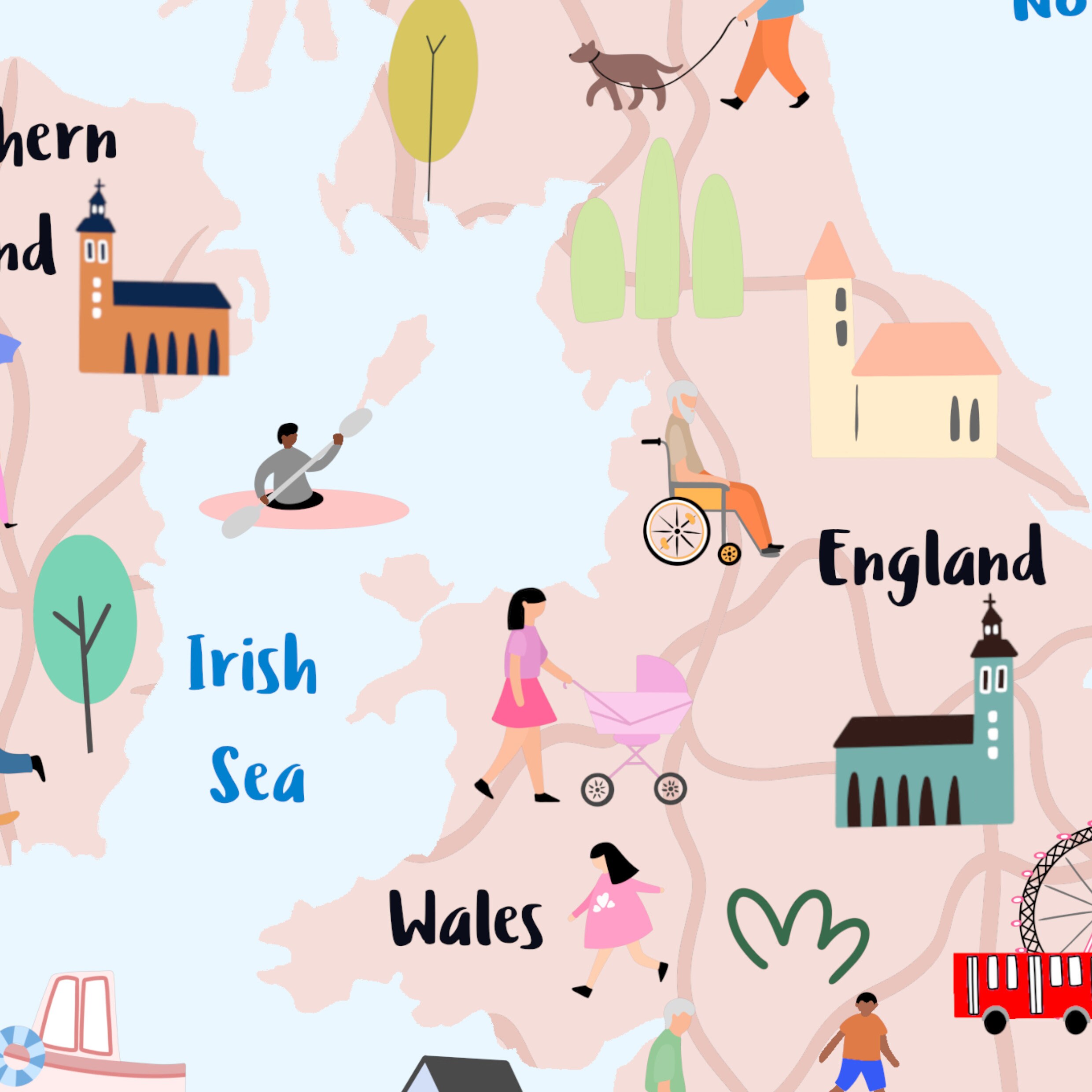 UK Map for Nursery Custom UK Map Nursery Wall Map Etsy UK