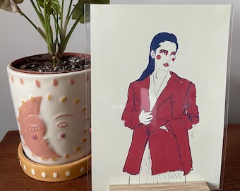 Chinese Girl in Suit A5 Print