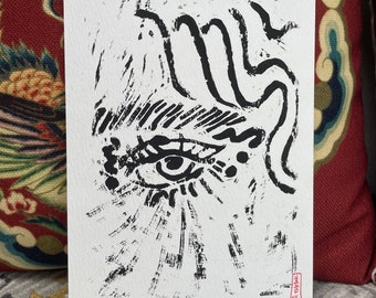 Eye of Apollo A5 Lino Print