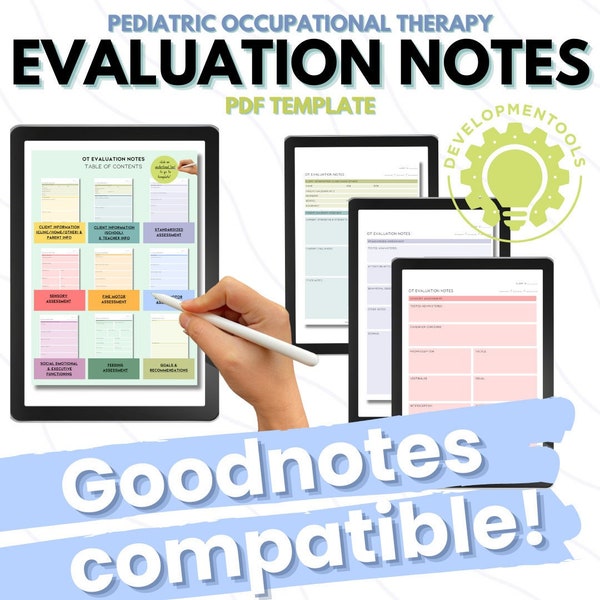 UPDATED Goodnotes Compatible Instant Download | Pediatric OT Evaluation Notes | Occupational Therapist | School Therapist | Feeding Therapy