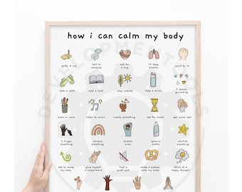 Calm My Body Poster | Emotion Regulation, Kids Room Decor (Digital Download)