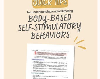 Understanding & Redirecting Body-Based Stimulatory Behaviors| Early Intervention Occupational Therapy | Pediatric Therapy | Digital Download