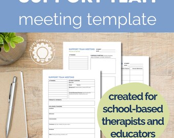 Support Team Meeting Template for Special Education | IEP | S-Team | OT | SLP