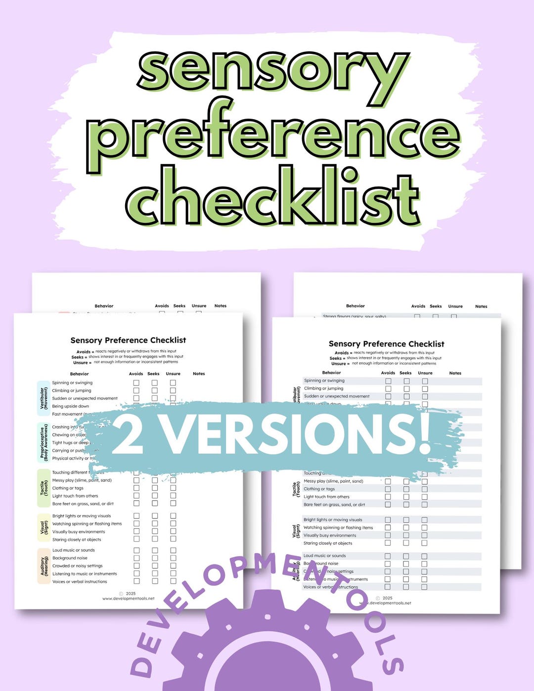 Sensory Preferences Checklist | Sensory Processing | Occupational ...