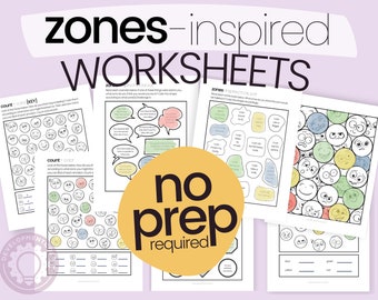 No-Prep Zones Worksheets, Inspired by Zones of Self Regulation | SEL | Occupational Therapy |