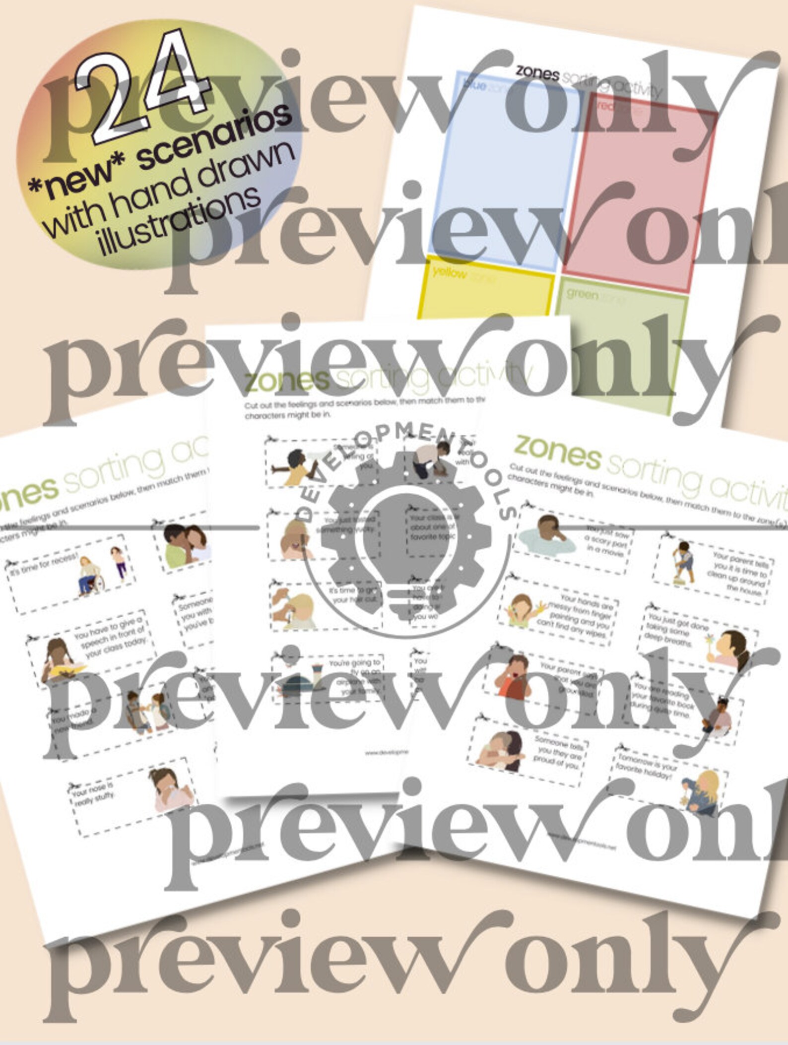 Zones of Regulation Inspired No-prep Sorting Activity Ver. 2 Self