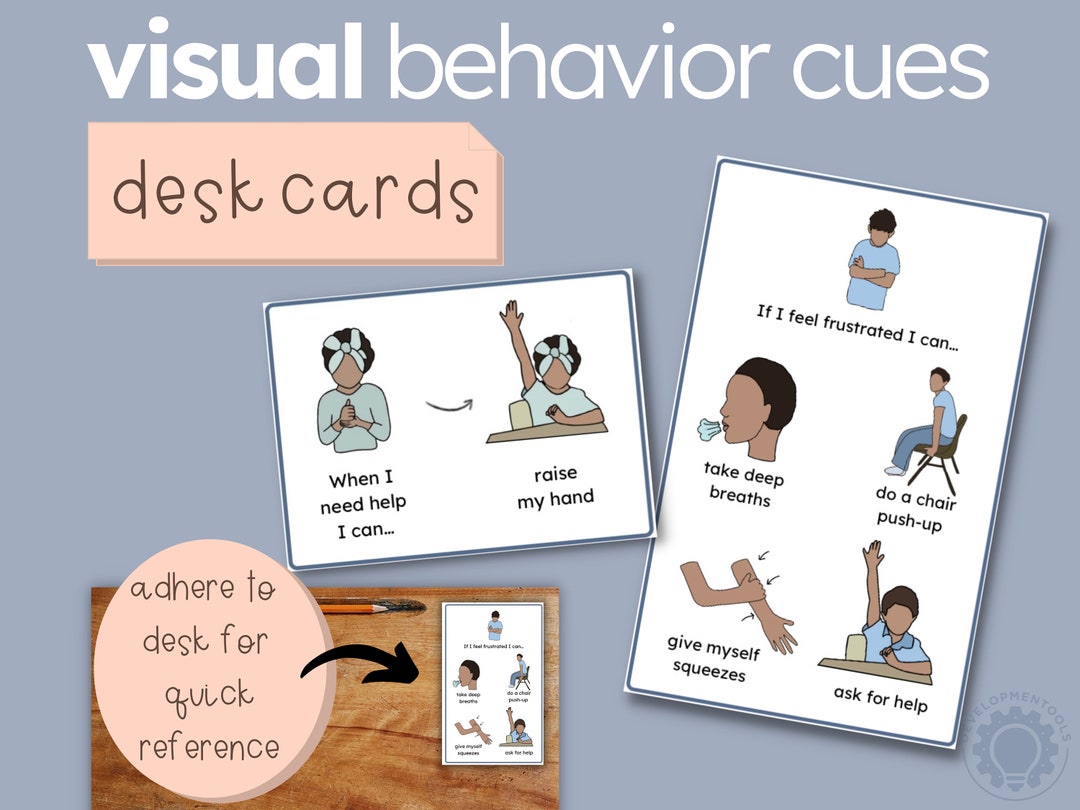 Visual Behavior Cues Desk Cards | Classroom Desk Visual | Classroom ...