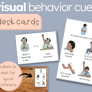 Visual Behavior Cues Desk Cards | Classroom Desk Visual | Classroom Resource | Occupational Therapy | Special Education|Classroom Management