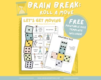 Roll-A-Move Brain Break Dice Game | Gross Motor Activity (Digital Download)