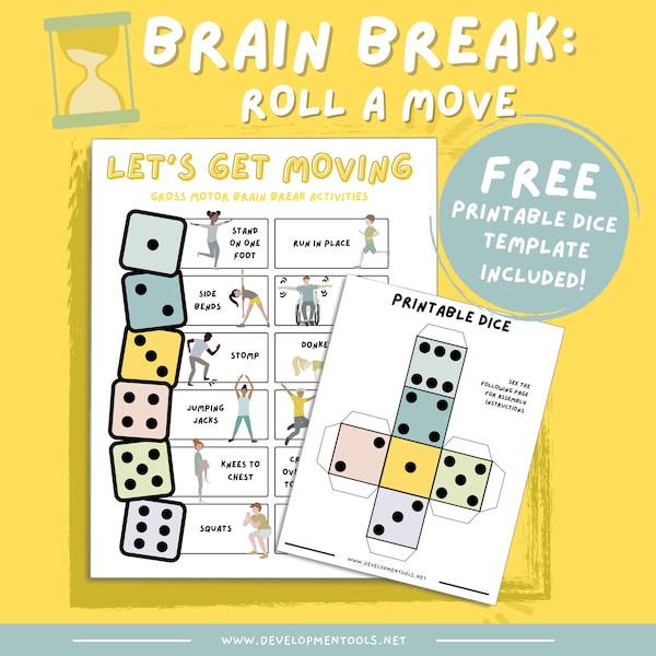 Brain Break | Gross Motor Roll-A-Move Dice Activity Chart | Occupational Therapy | Classroom Management Resource | Digital Download