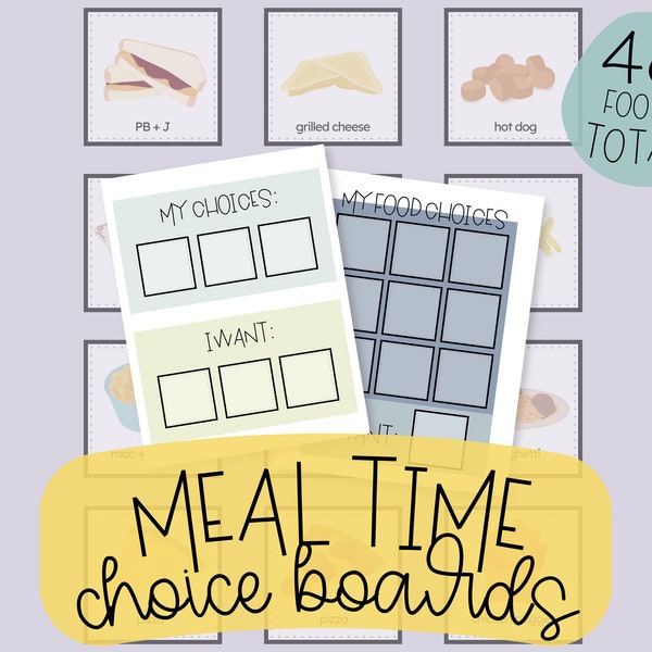 Meal Time Choice Boards: Encouraging Autonomy + Choice Making with Foods | Toddler Resource | Toddler Meal Time | Digital Download