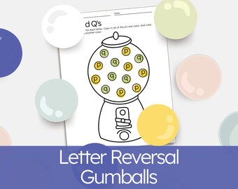 Letter Reversal Gumball Activity | Homeschool, Fine Motor (Digital Download)