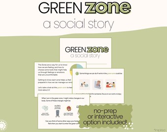 Green Zone Social Story | Feelings, Pediatric Therapy (Digital Download)