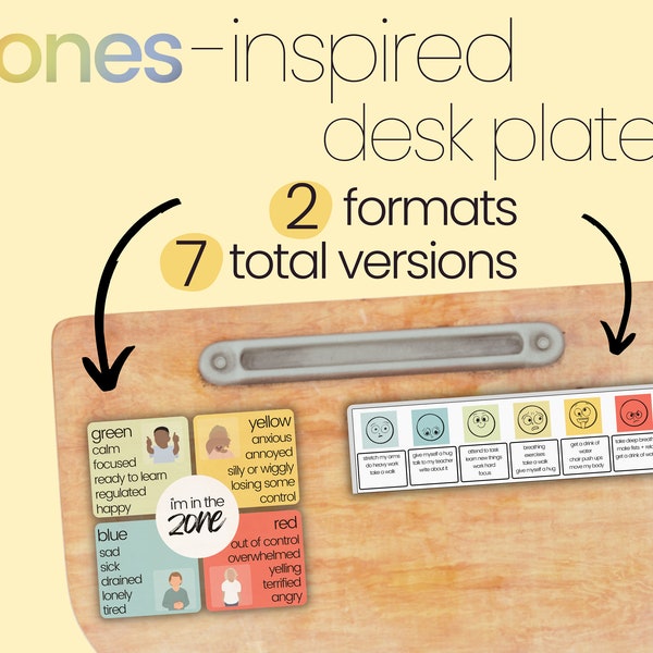 Classroom Desk Name Strips | Calm Down Corner | Zones of Self Regulation Desk Plates | Classroom Resource | Digital Download