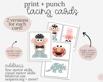 Printable Lacing Cards | Fine Motor Skills Activity (Digital Download)
