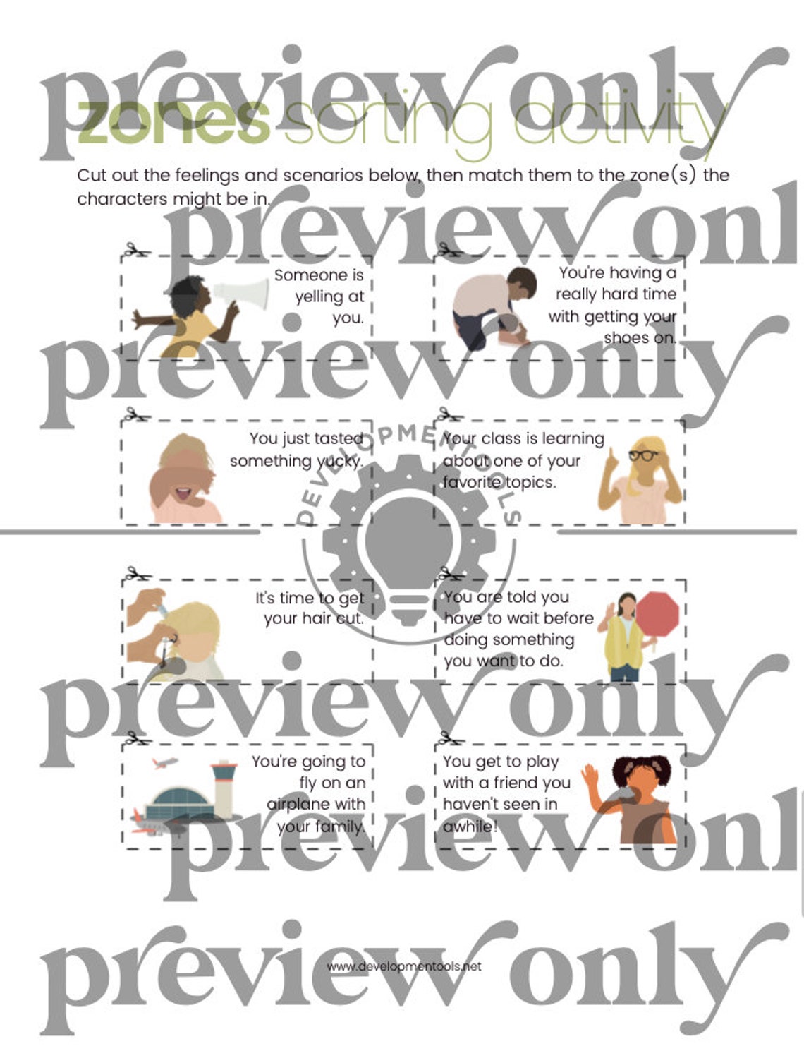 Zones of Regulation Inspired No-prep Sorting Activity Ver. 2 Self