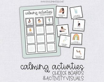 Calming Activities Choice Boards: Pediatric Occupational Therapy (Digital Download)